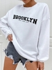 Sweat-shirt Pull-over Décontracté à Imprimé Brooklyn L Blanc