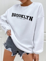 Sweat-shirt Pull-over Décontracté à Imprimé Brooklyn L Blanc