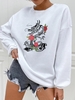 Sweat-shirt Pull-over Fleur Dragon Imprimés Xl Blanc