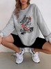 Sweat-shirt Pull-over Fleur Dragon Imprimés Xl Gris clair