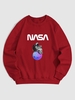 Sweat-shirt Pull-over Graphique Astronaute Thermique à Doublure en Laine L Rouge