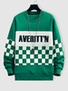 Sweat-shirt Pull-over Motif de Lettre à Carreaux M Vert