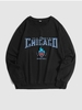 Sweat-shirt Pull-over Motif de Lettre "CHICAGO " L Noir