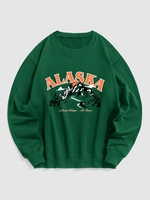 Sweat-shirt Pull-over Motif de Montagne ALASKA S Vert profond