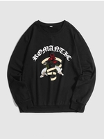 Sweat-shirt Pull-over Motif de Rose ROMANTIC Halloween L Noir