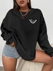 Sweat-shirt Pull-over Motif de Visage Souriant L Noir