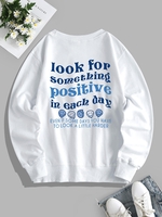 Sweat-shirt Pull-over Motif de Visage Souriant Xl Blanc