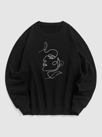 Sweat-Shirt Pull-over Motif Visage Humain Xl Noir