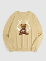 Sweat-Shirt Pull-over Motif Visage Souriant et Ours L Café lumière