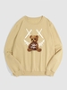 Sweat-Shirt Pull-over Motif Visage Souriant et Ours M Café lumière
