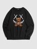 Sweat-Shirt Pull-over Motif Visage Souriant et Ours Xl Noir