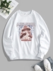 Sweat-shirt Pull-over Over Over Over Over avec Champignon de Rose Imprimé Pochette U Design S Blanc