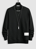 Sweat-shirt Pull-over Patch Lettre Brodée Décor L Noir