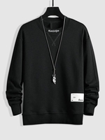 Sweat-shirt Pull-over Patch Lettre Brodée Décor L Noir