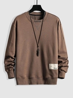 Sweat-shirt Pull-over Patch Lettre Brodée Décor M Café