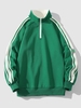 Sweat-shirt Pull-over Rayé Applique Zippé à Manches Raglan Damier L Bleu verdâtre