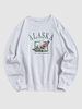 Sweat-shirt Pull-over Vintage à Imprimé Aigle et Lettre ALASKA Blokecore Streetwear L Gris clair