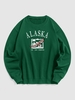 Sweat-shirt Pull-over Vintage à Imprimé Aigle et Lettre ALASKA Blokecore Streetwear L Vert profond