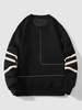 Sweat-shirt Pull-over Zigzag Ligne Rayée à Col Rond Xs Noir