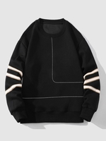 Sweat-shirt Pull-over Zigzag Ligne Rayée à Col Rond Xs Noir