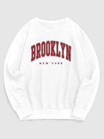 Sweat-shirt Ras du Cou à Imprimé Lettres Style Noël L Blanc