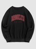 Sweat-shirt Ras du Cou à Imprimé Lettres Style Noël L Noir