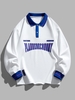Sweat-shirt Rayé Polo Lettre Graphique Style Blokecore M Blanc