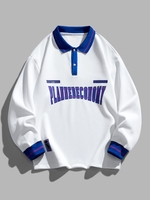 Sweat-shirt Rayé Polo Lettre Graphique Style Blokecore M Blanc