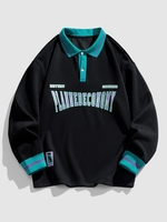 Sweat-shirt Rayé Polo Lettre Graphique Style Blokecore M Noir