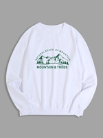 Sweat-shirt Simple à Imprimé MOUNTAIN TREES et Paysage S Blanc