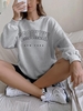 Sweat-shirt Simple à Lettre BROOKLYN NEW YORK M Gris