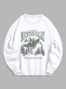 Sweat-shirt Sportif à Lettre ALASKA MOUNTAIN VALLEY et Aigle Brillant Graphique Encolure en V L Blanc