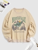 Sweat-shirt Sportif à Lettre ALASKA MOUNTAIN VALLEY et Aigle Brillant Graphique Encolure en V L Café lumière