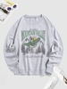 Sweat-shirt Sportif à Lettre ALASKA MOUNTAIN VALLEY et Aigle Brillant Graphique Encolure en V L Gris clair