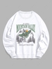 Sweat-shirt Sportif à Lettre ALASKA MOUNTAIN VALLEY et Aigle Brillant Graphique Encolure en V M Blanc