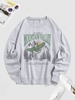 Sweat-shirt Sportif à Lettre ALASKA MOUNTAIN VALLEY et Aigle Brillant Graphique Encolure en V S Gris clair