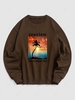 Sweat-shirt Sportif Graphique THE SEA COCONUT TREES M Café profond