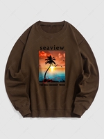Sweat-shirt Sportif Graphique THE SEA COCONUT TREES M Café profond