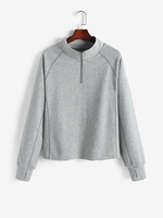 Sweat-shirt Sportif Zippé en Couleur Unie à Manches Raglan Gymnase d