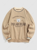Sweat-shirt Style Collège Motif de Lettre POLAR BEAR Doublure Polaire Xl Café lumière