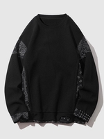 Sweat-shirt Texturé à Motif Paisley Ethnique 2xl Noir
