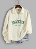 Sweat-shirt Texturé Torsadé Simple à Lettre Brodée avec Zip S Blanc