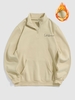 Sweat-shirt Thermique avec Poche en Avant Zippé à Doublure en Laine Motif de Lettre CALIFORNIA M Café lumière