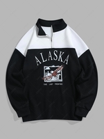 Sweat-shirt Vintage Pour Homme Graphique à Imprimé Aigle et Lettre en Laine en Blocs de Couleurs S