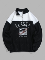 Sweat-shirt Vintage Pour Homme Graphique à Imprimé Aigle et Lettre en Laine en Blocs de Couleurs Xl