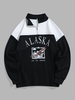 Sweat-shirt Vintage Pour Homme Graphique à Imprimé Aigle et Lettre en Laine en Blocs de Couleurs Xxl