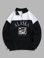Sweat-shirt Vintage Pour Homme Graphique à Imprimé Aigle et Lettre en Laine en Blocs de Couleurs Xxl