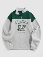Sweat-shirt Vintage Pour Homme Graphique à Imprimé Aigle et Lettre en Laine en Blocs de Couleurs Xxl Gris clair