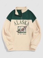 Sweat-shirt Vintage Pour Homme Graphique à Imprimé Aigle et Lettre en Laine en Blocs de Couleurs Xxl Jaune clair