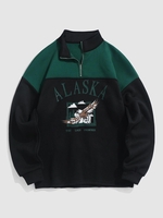Sweat-shirt Vintage Pour Homme Graphique à Imprimé Aigle et Lettre en Laine en Blocs de Couleurs Xxl Multi a